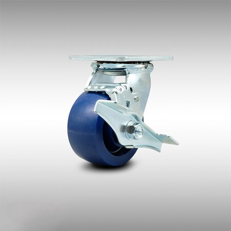 Service Caster 4 Inch Stainless Steel Solid Poly Swivel Caster with Ball Bearing and Brake SCC SCC-SS30S420-SPUB-TLB